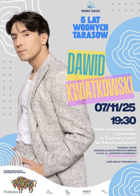 Świętujemy 5 lat Wodnych Tarasów - Koncert Dawida Kwiatkowskiego z zespołem
